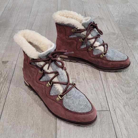 Sorel Shoes Sorel Sneakchic Alpine Nubuck Suede Faux Shearling Lace